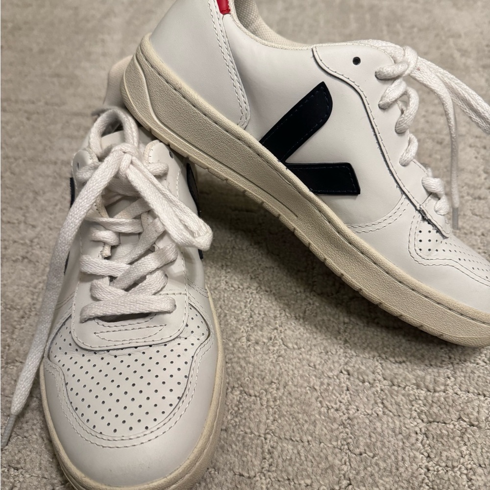 Veja White Sneakers with Black Accents